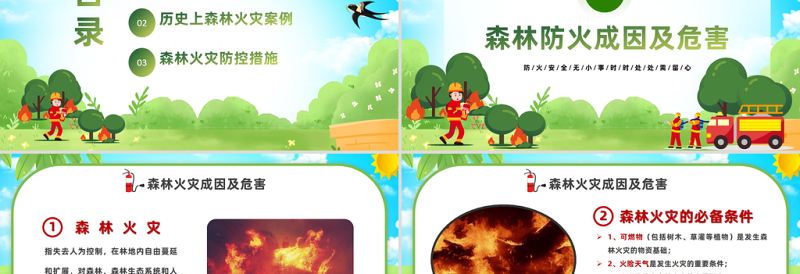 2023森林火灾重防范严控火源是关键PPT简约风森林防火公益宣传课件模板下载