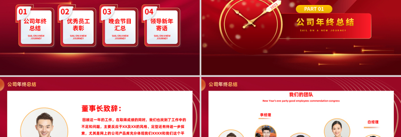 2023新年晚会优秀员工表彰大会兔年新征程党政风喜庆年会盛典PPT模板