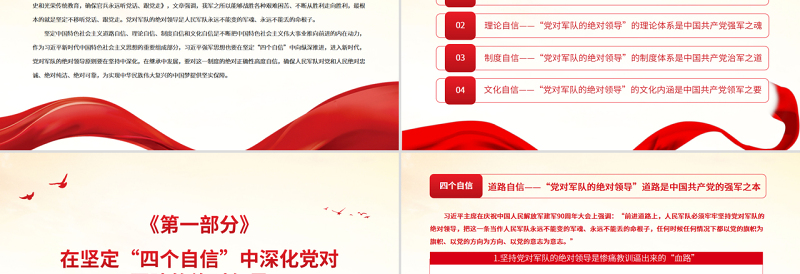 党对军队的绝对领导PPT党政风精美在坚定四个自信中深化党对军队的绝对领导部队专题党课