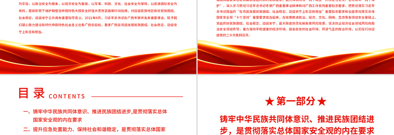 在巩固发展民族团结社会稳定边疆安宁上彰显新担当PPT党政风党员干部深入学习总体国家安全观专题党课PPT