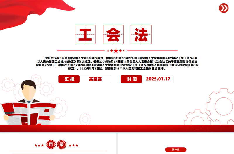 《中华人民共和国工会法》PPT优质简约法律法规课件