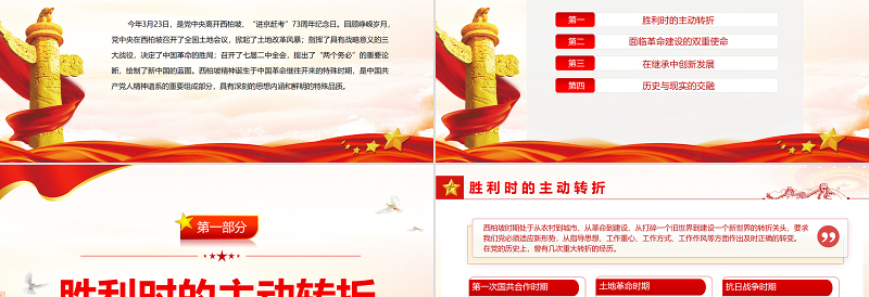 西柏坡精神的深刻内涵与特殊品质PPT党政风深入学习西柏坡精神专题党课PPT模板