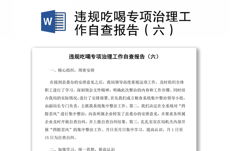 违规吃喝专项治理工作自查报告(六)