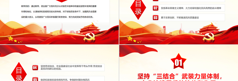 民兵政治教育教案PPT党政风优质继承和发扬民兵光荣传统努力争做合格民兵课件