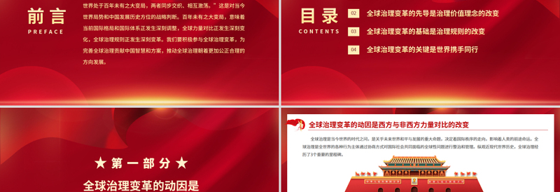 世界百年大变局与全球治理大变革PPT党政风精美积极参与全球治理变革为完善全球治理贡献中国智慧和方案党课PPT
