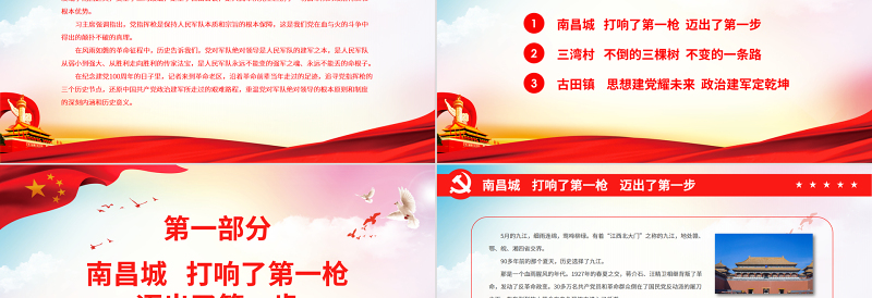 党指挥枪的三个历史节点PPT党政风庄严发端于南昌起义奠基于三湾改编定型于古田会议党史学习课件