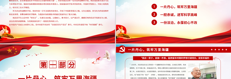 千里慧眼永筑海疆PPT党政风简约战略科学家刘永坦的初心与坚守时代楷模事迹学习党课PPT