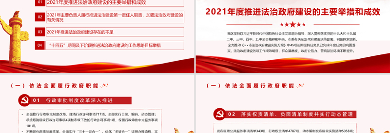 2021法治政府建设PPT2021年度XX市法治政府督察自查报告党课PPT