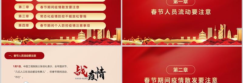 2022做好防护健康过年PPT防疫小常识之春节个人防护篇主题系列课件模板