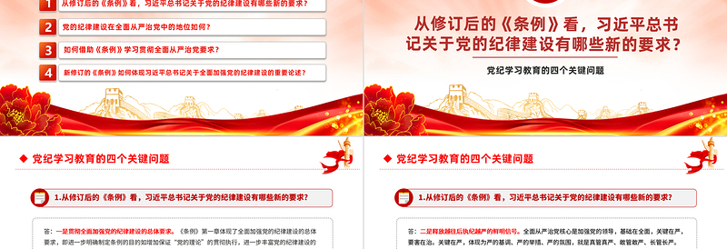 党政风优质党纪学习教育的四个关键问题PPT党课PPT