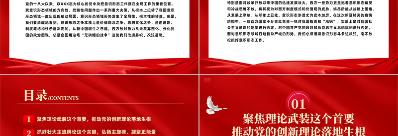 2022抓好意识形态工作举旗亮剑强根固本毫不放松PPT党建风基层党委党支部干部学习教育专题党课PPT模板
