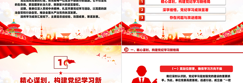 党纪学习成效汇报材料PPT党政风简约党员干部党纪学习课件