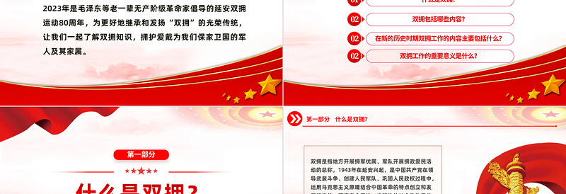 2023纪念延安双拥运动80周年PPT党政风拥军优属拥政爱民纪念延安双拥运动80周年专题党课PPT模板