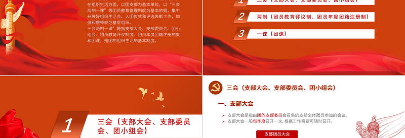 2021三会两制一课PPT党政风简约保持和增强政治性先进性群众性推进从严治团共青团团课模板