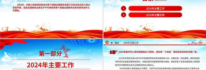 2025全国政协工作报告PPT党政风优质两会专题党课PPT