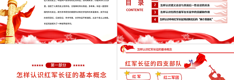 长征精神永放光芒PPT党政风热烈庆祝中国共产党成立101周年党史教育专题党课PPT模板