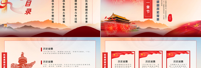 2021抗美援朝纪念日PPT党政风中国人民志愿军出国作战胜利71周年党课PPT