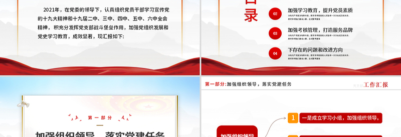 2022党支部工作汇报PPT党政风党支部党组织党建工作总结汇报专题党课PPT