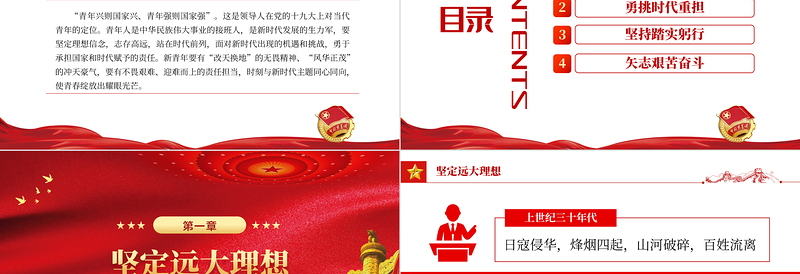 做新时代合格建设者和接班人PPT党政风精美风庆祝中国共产主义青年团成立100周年专题课件模板