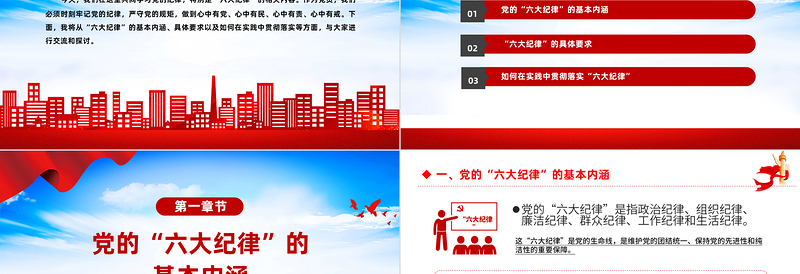 六大纪律PPT简约精美2024年党纪学习教育专题党课发言