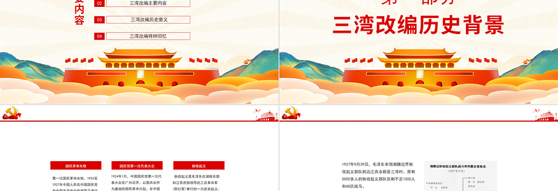 三湾改编确定了党对军队的绝对领导PPT彩色手绘三湾改编背景主要内容历史意义党课PPT