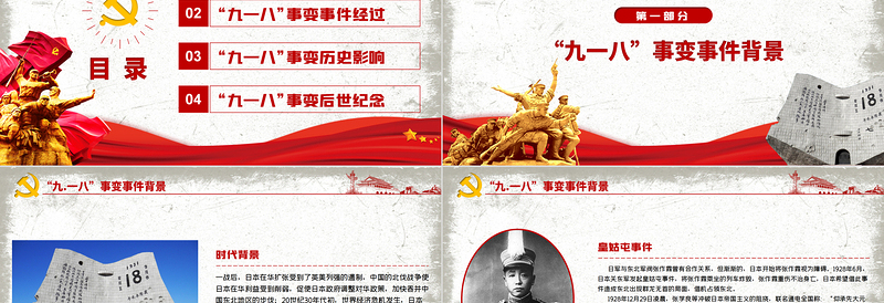 2021九一八事变90周年纪念日PPT党政风铭记历史勿忘国耻珍爱和平爱国主义教育党课PPT