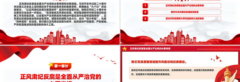 正风肃纪反腐PPT党政风精美推进党的自我革命党课PPT