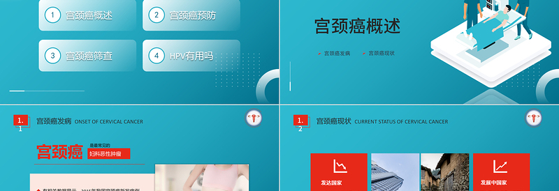 2022宫颈癌和HPV疫苗医疗保健宣传知识讲座PPT简约精美医疗教学各种疾病医理PPT模板