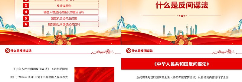 反间谍安全防范知识PPT党政风精美全民反间谍常识须知内容专题课件