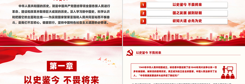 新中国史PPT党政风优质庆祝新中国成立75周年专题课件