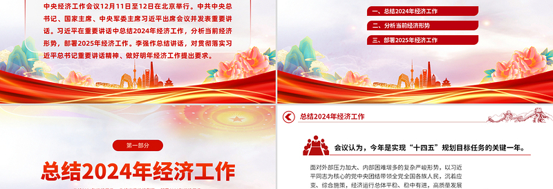 一文速览中央经济工作会议PPT精美华美总结2024年经济工作部署2025年经济工作课件