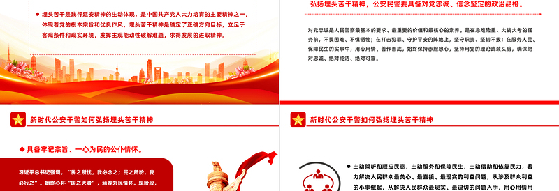 新时代公安干警如何弘扬埋头苦干精神PPT党政风精美公安系统党课PPT