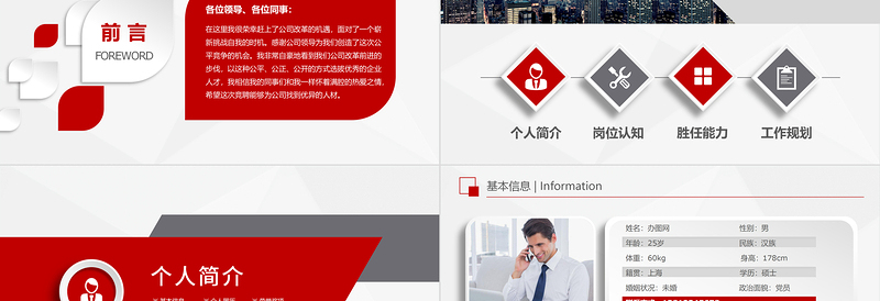 2022岗位竞聘PPT红黑精品市场部经理竞聘内部竞岗报告模板