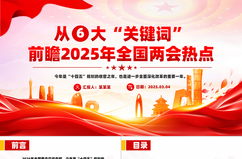 精品从六大“关键词”前瞻2025年全国两会热点PPT