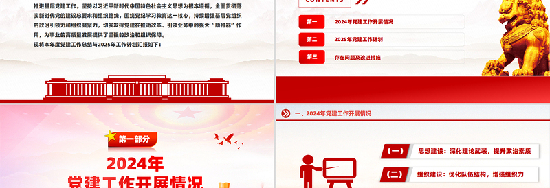 2024年党建工作总结及2025年党建工作计划汇报PPT