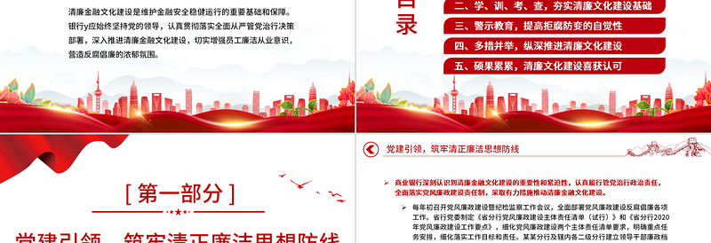 2022清廉金融PPT优质简约银行系统反腐倡廉树正气清正廉洁育新风反复倡廉教育专题党建课件