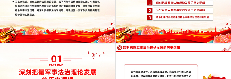坚持和发展中国特色军事法治理论PPT党政风党员干部学习教育党课PPT