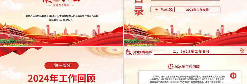 2025最高人民法院工作报告PPT党政风学习全国两会精神专题党课