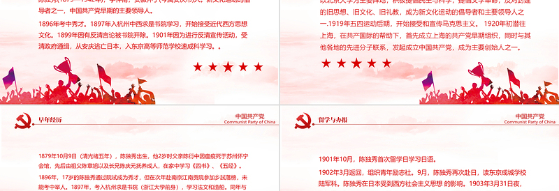 陈独秀PPT党政风创意革命先驱新文化运动倡导者生平介绍革命事迹课件