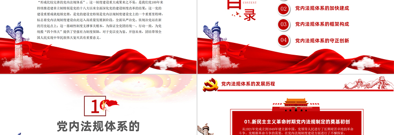 2021学习中国共产党党内法规体系PPT党建风党内法规进基层从严治党依规治党党课PPT模板