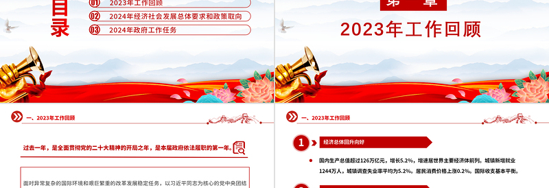 2024年政府工作报告全文PPT简约优质使命重在担当奋斗创造未来微党课下载