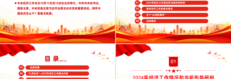 2025中央经济工作会议要点梳理PPT简约精美明年中国经济怎么干课件