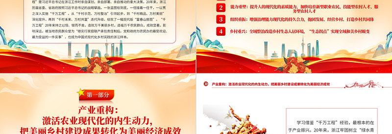 千万工程PPT党建风中国式现代化的乡村实践乡村振兴专题党课PPT