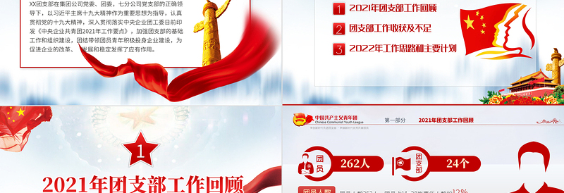 2022团委团支部PPT精美党政风共青团工作总结工作计划述职汇报模板