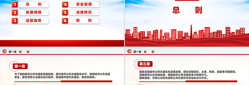 2024《城市公共交通条例》PPT党政风简约城市现代化建设专题课件