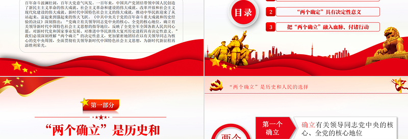 深刻理解两个确立的决定性意义PPT党政风深入学习党的百年奋斗史成就经验决议党课PPT