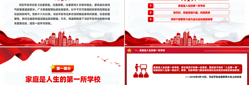 以千千万万家庭的好家风支撑起全社会的好风气PPT家风教育党课PPT
