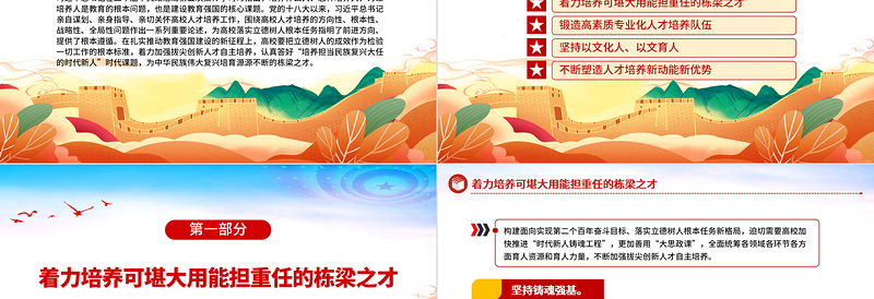 认真答好根本问题和核心课题坚决贯彻落实立德树人根本任务PPT简约精美风扎实推动教育强国建设的新征程上专题党课PPT模板