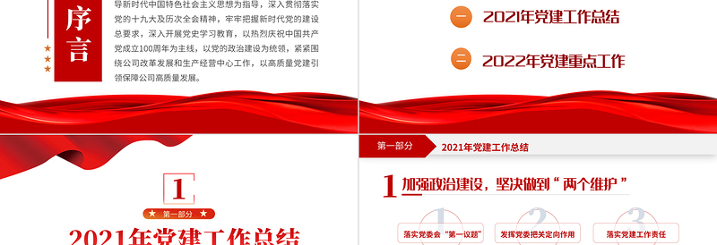 党政工作总结PPT党政风简约国企党委2021党建工作总结及2022工作计划党支部汇报模板