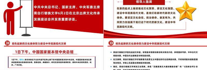 2023文化传承发展座谈会PPT简约党政风担负起新的文化使命努力建设中华民族现代文明专题党课PPT模板下载